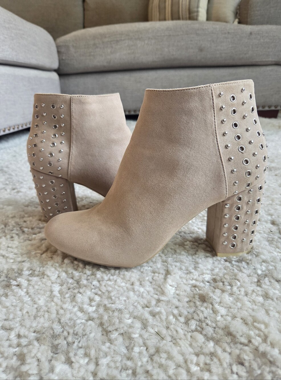 JustFab Holyn Ankle Booties Taupe
